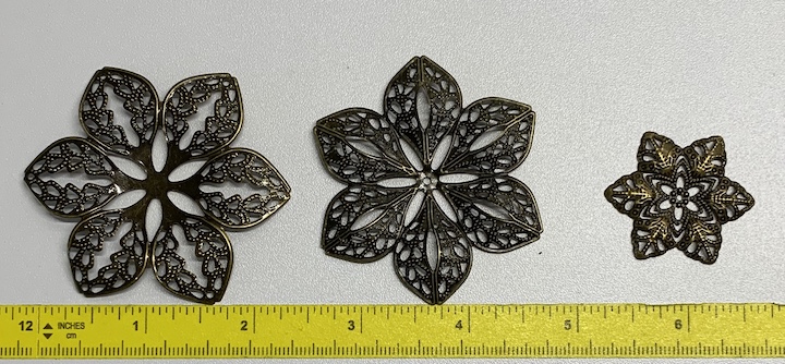 Berry Toppers - Antique Bronze Filigree Embellishments 3 pc set